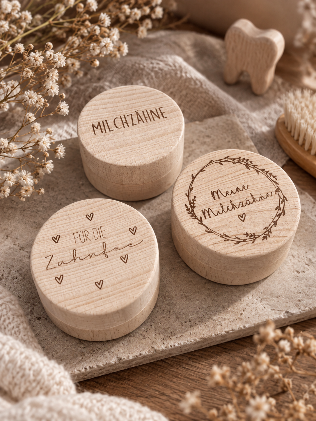 Milchzahn-Dose aus Holz