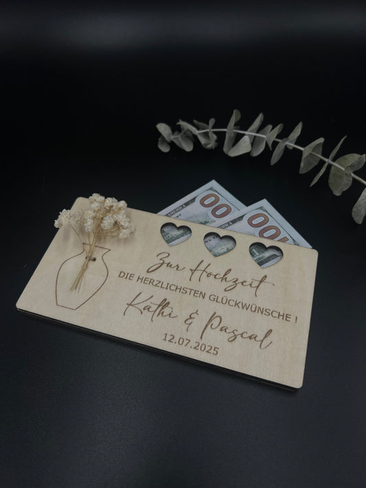 Geldgeschenk-Holzkarte „Zur Hochzeit“ 💌